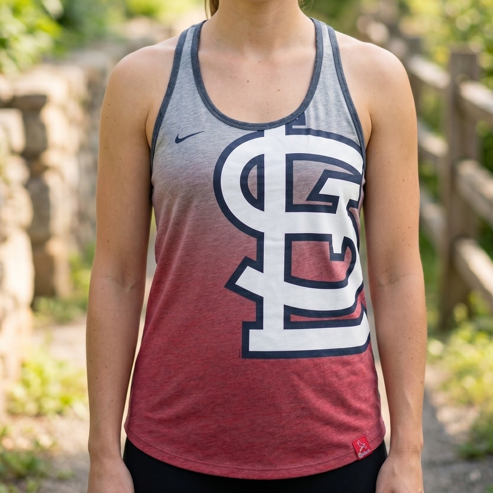 Nike St. Louis Cardinals MLB Womens Ombre Racerback Tank Top Red Grey Logo M